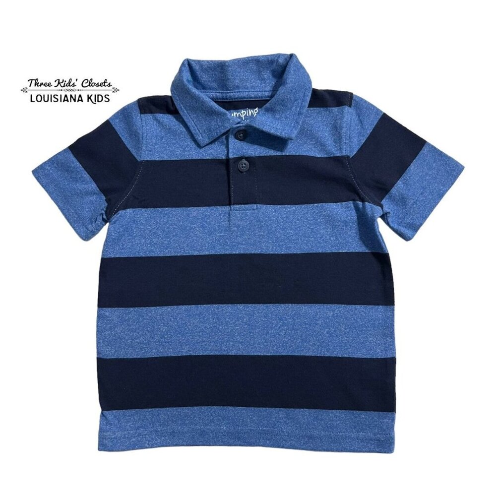 Jumping Beans 18m Blue & Navy Rugby Striped Polo Shirt
